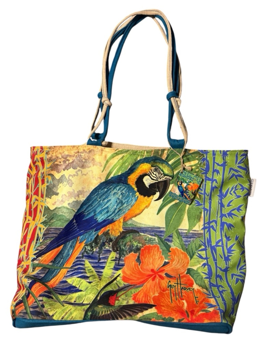 Guy Harvey Tropical Parrot Palace Macaw Tote Bag
